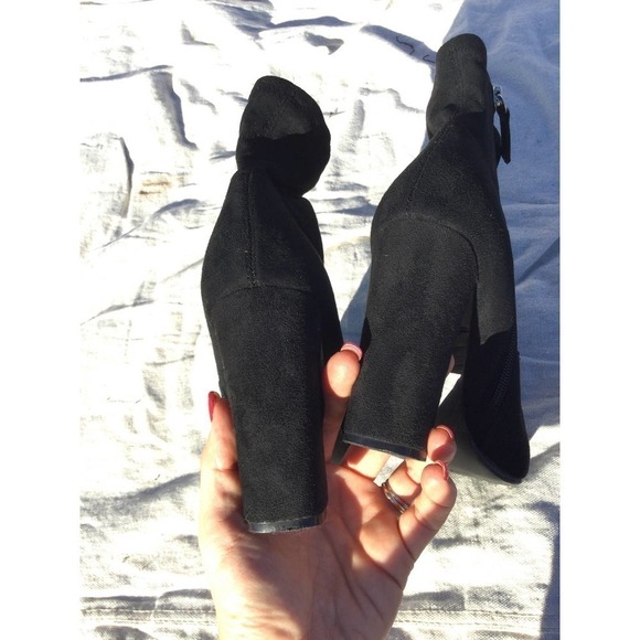 Steve Madden womens booties size 8M 8 sock boots black heels Edit textile vegan - Picture 6 of 10